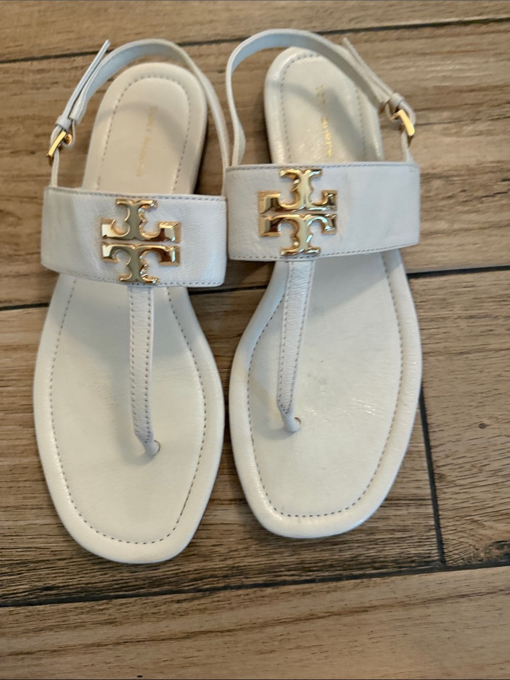 Tory Burch Ivory Leather Slingback Sandals - Picture 4 of 4